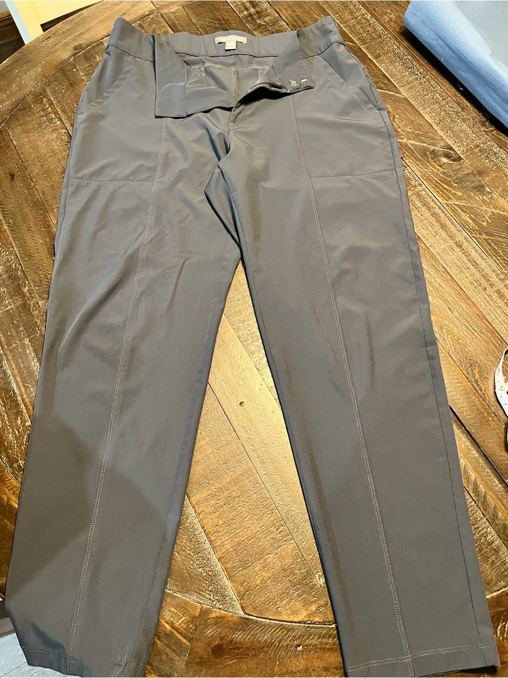 Gray pull-on pants stretch career casual
